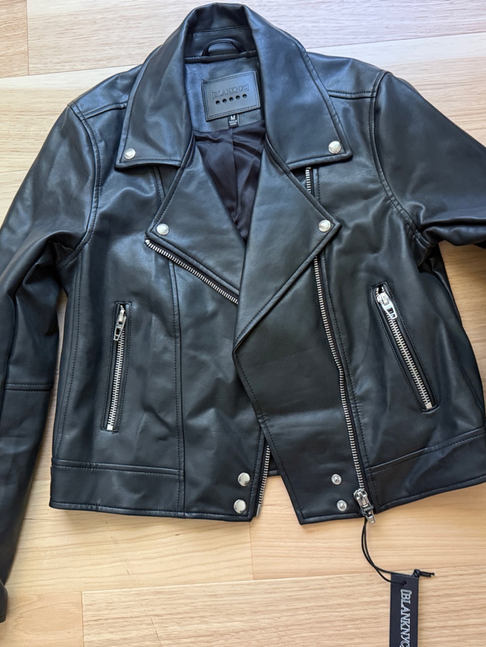 Blank NYC Black Leather Asymmetrical Moto Jacket